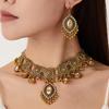 European and American Ethnic Feng Shui Drop Necklace Women's Earrings Jewelry Set Banquet Dress Set Chain Jewelry