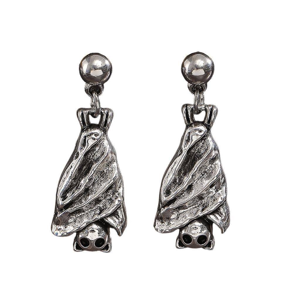Gothic Style Halloween Upside-Down Bat Earring Stud Zinc Zinc Alloy Inverted Bat Earring Stud  Women