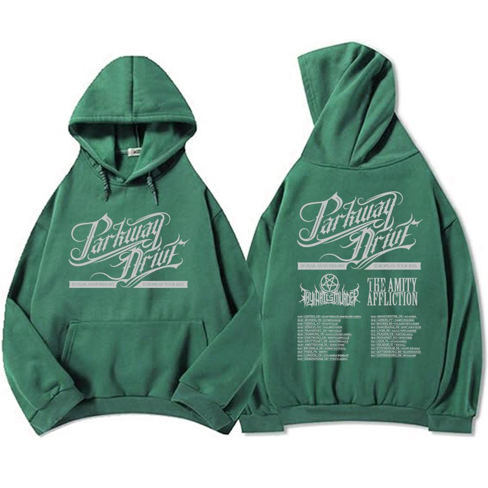 Parkway Drive 20-летний юбилейный европейский тур 2025 Толстовки Мода рок-группы Графические свитшоты Зимний флис Мужские пуловеры