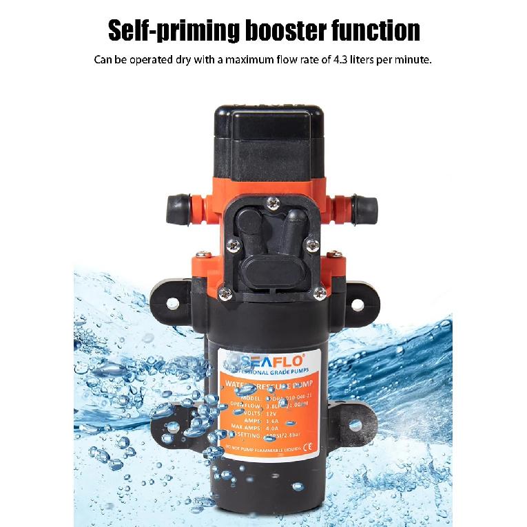 Small DC12V/24V 40PSI Motorhome Booster Diaphragm Pump Boat Self-priming Pump High Pressure Cleaning Irrigation Beverage Machine