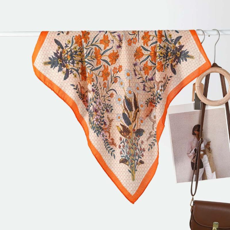 New Women's Temperament Small Square Scarf Decorative Scarf Velvet Small Silk Scarf New Autumn and Winter Warm Scarf