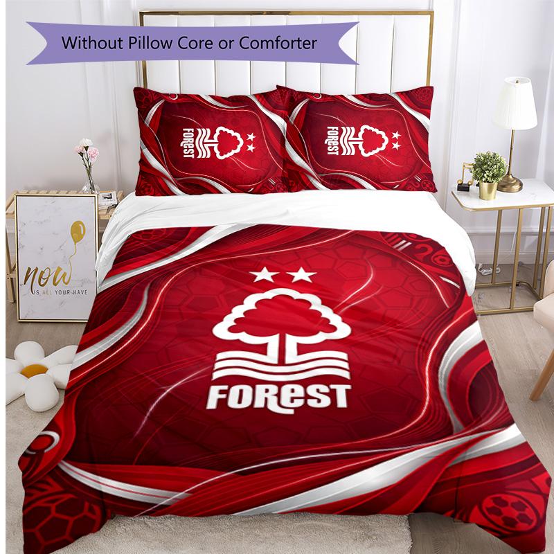 Nottingham Forest Football Printed 3 Pieces Bedding Set, Comfortable Skin Friendly Bedroom Duvet Cover Set