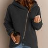 Women's Fleece Jacket Oblique Zip Up Long Sleeve Sherpa Coat Fuzzy Hooded Jacket