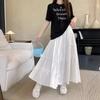 DX~~French Gentle Style Bow Half Skirt Women's Summer High Waist Skirt A-line Large Hem Mid Length Skirt