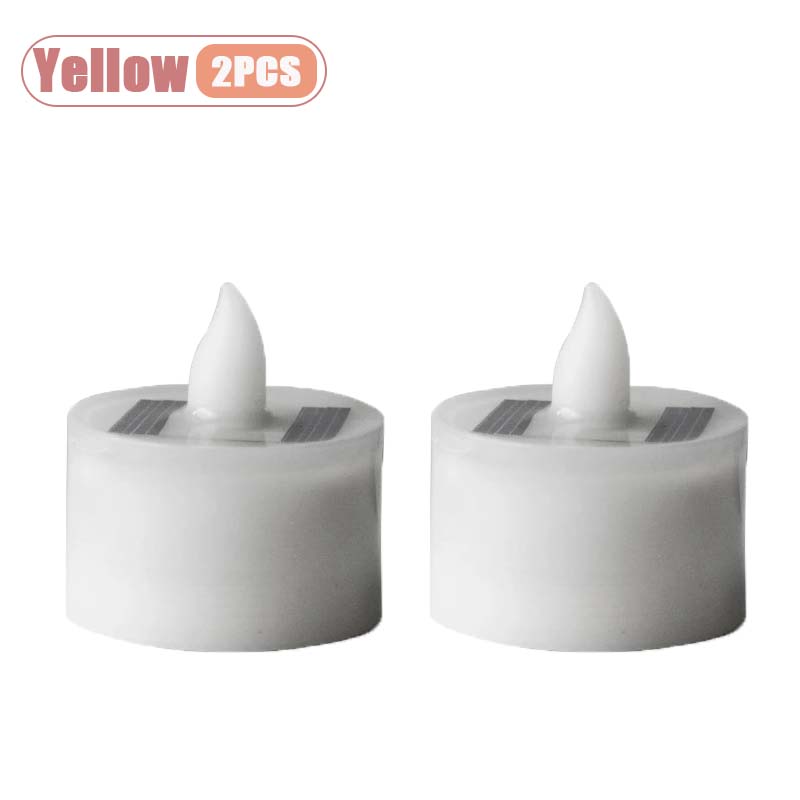 Solar Powered Candle Tea Lights Flameless Fake LED Electronic Candles Outdoor Christmas Small Tea Candles Home Decor