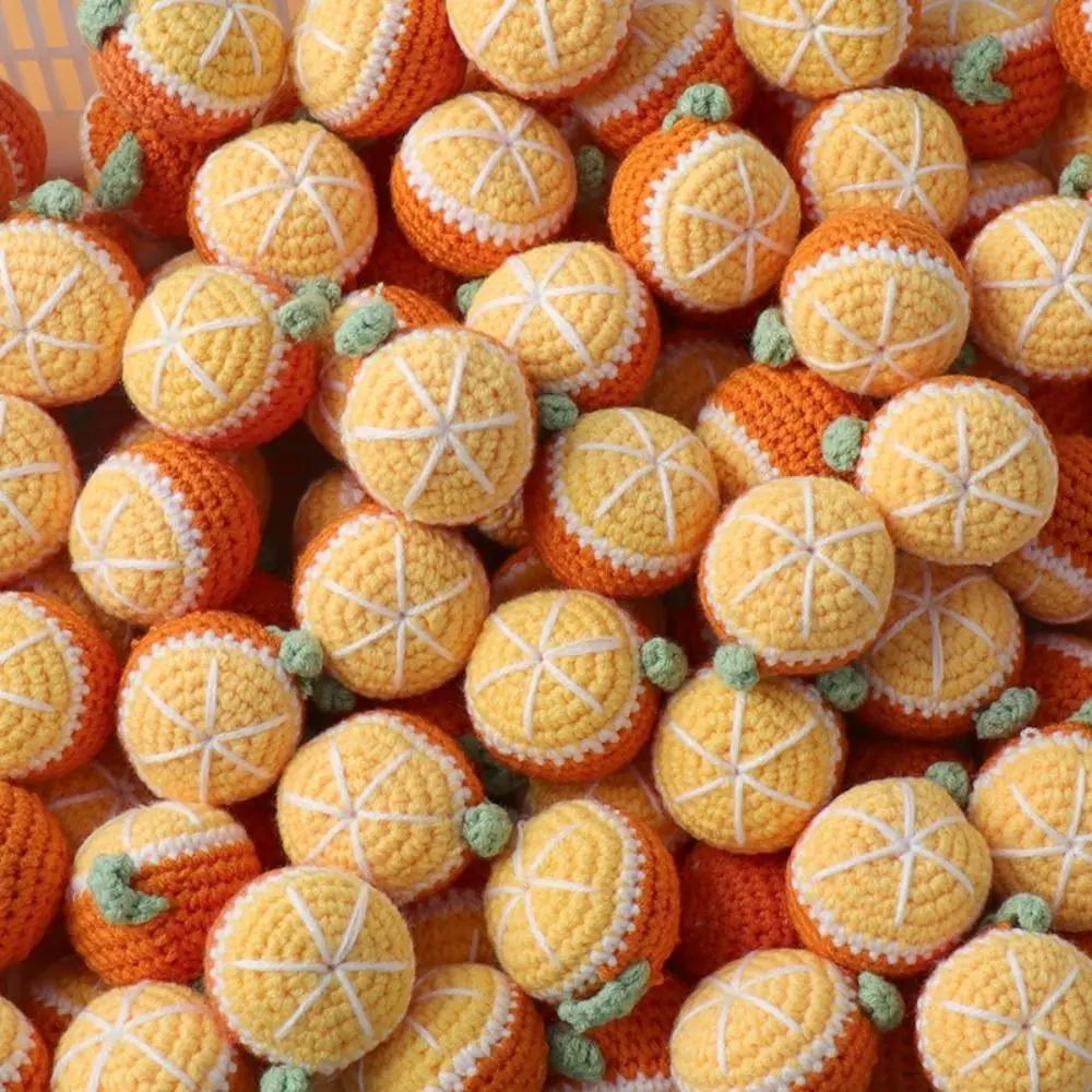 Cartoon Wool Cute Fruit Orange Sunflower Hand Knitted Strawberry Artificial Fruit Wool Crochet Handmade Crochet Pumpkin Fruit