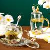 Vintage Glass Coffee Mugs Enamel Flower Flower Tea Cup Set Transparent Glass Teacup  Friends