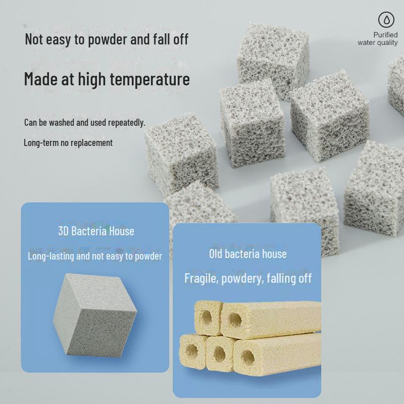 Compact Fish Tank Filter: Non-Ceramic Nitrification Cube with Biochemical Material and Bacteria Culture Cotton
