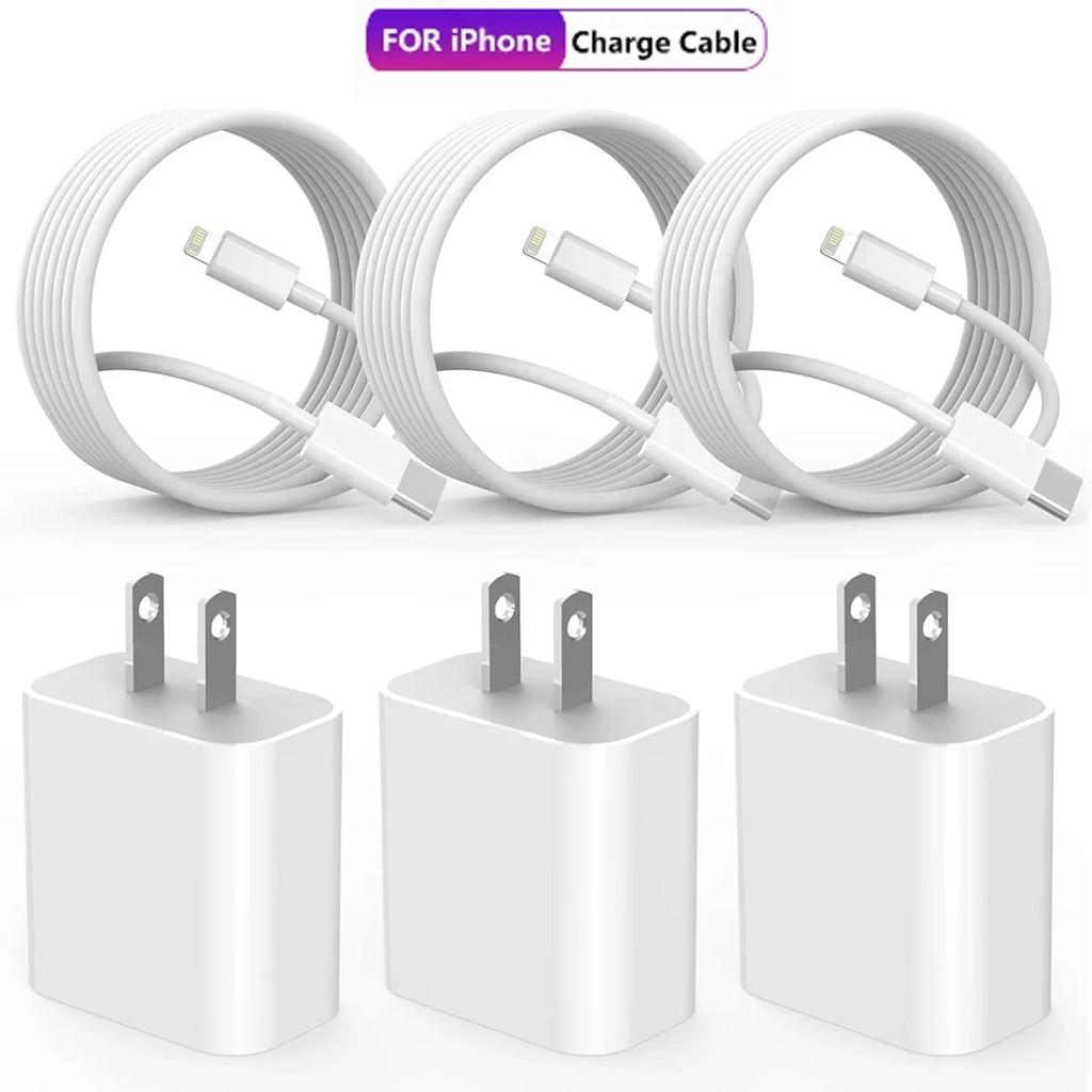 1-3 комплекта 20 Вт, быстрое зарядное устройство с портом USB C для iPhone 14, 13, 12, 11, Pro Max Plus, XR, Xs, 7, 8, 3,3 фута, кабель для быстрой зарядки USB C, аксессуары