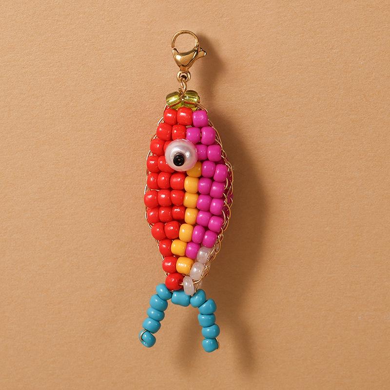 European Style Beaded Fish Keychain - Colorful, Handmade, Trendy Accessory for Car Keys