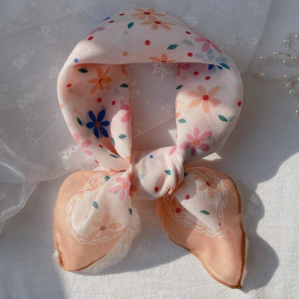 58*58 см Женский квадратный платок-некчирф и головной платок Женский с цветочным принтом Маленькие шали Платки Весна Лето Повязка на голову Платки