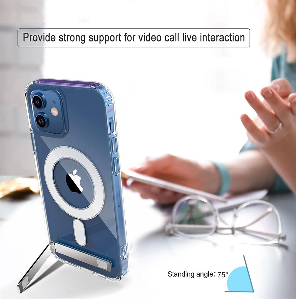 Магнитный чехол для телефона Stand Clear для iPhone 17 Pro Max Air 13 12 Mini 16 15 14 11 Чехлы с подставкой Прозрачный держатель Чехол