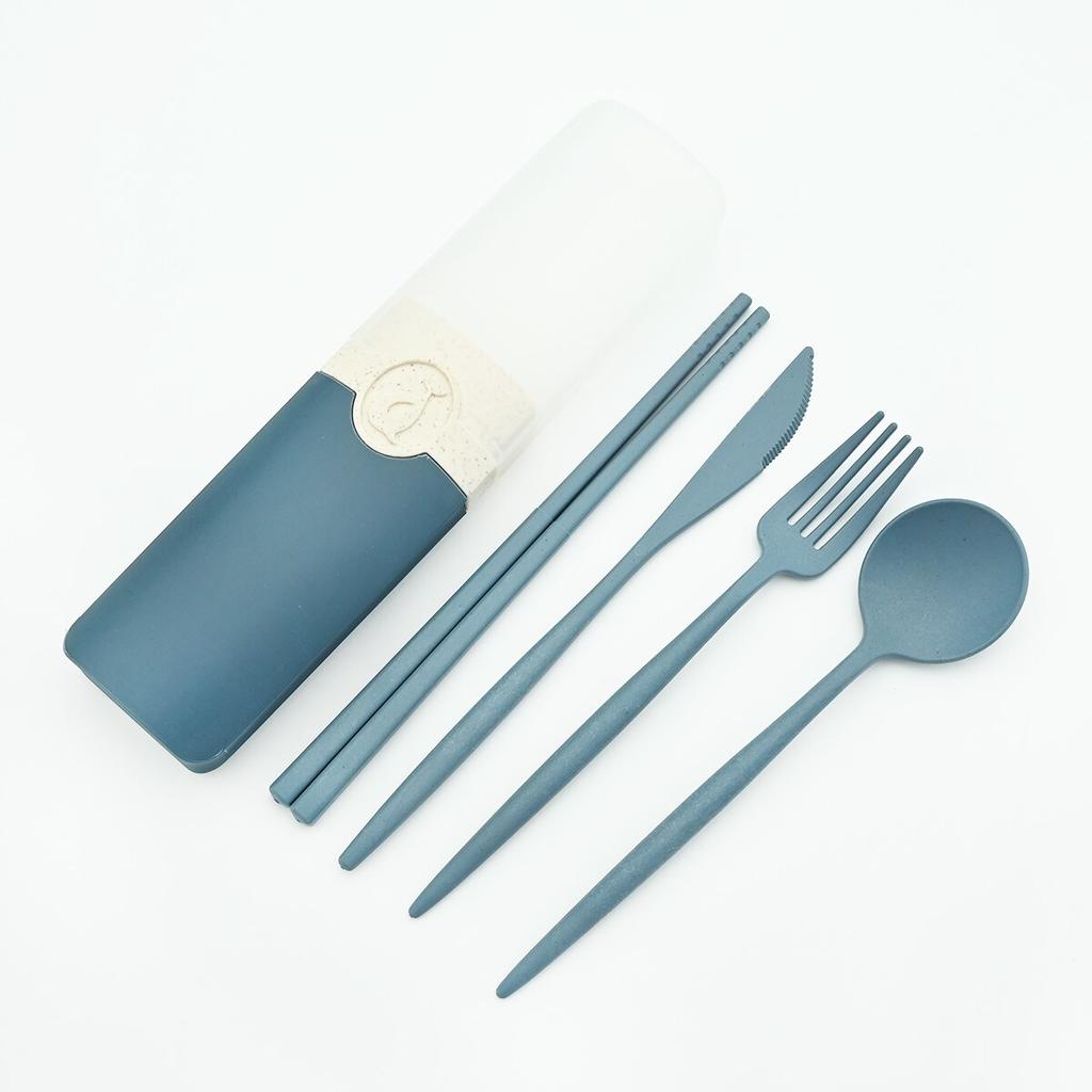 Portable Travel Dinnerware Set Knife Fork Spoon Chopsticks With Cutlery Box Student Office Worker Flatware Set BBQ Party Tableware Set