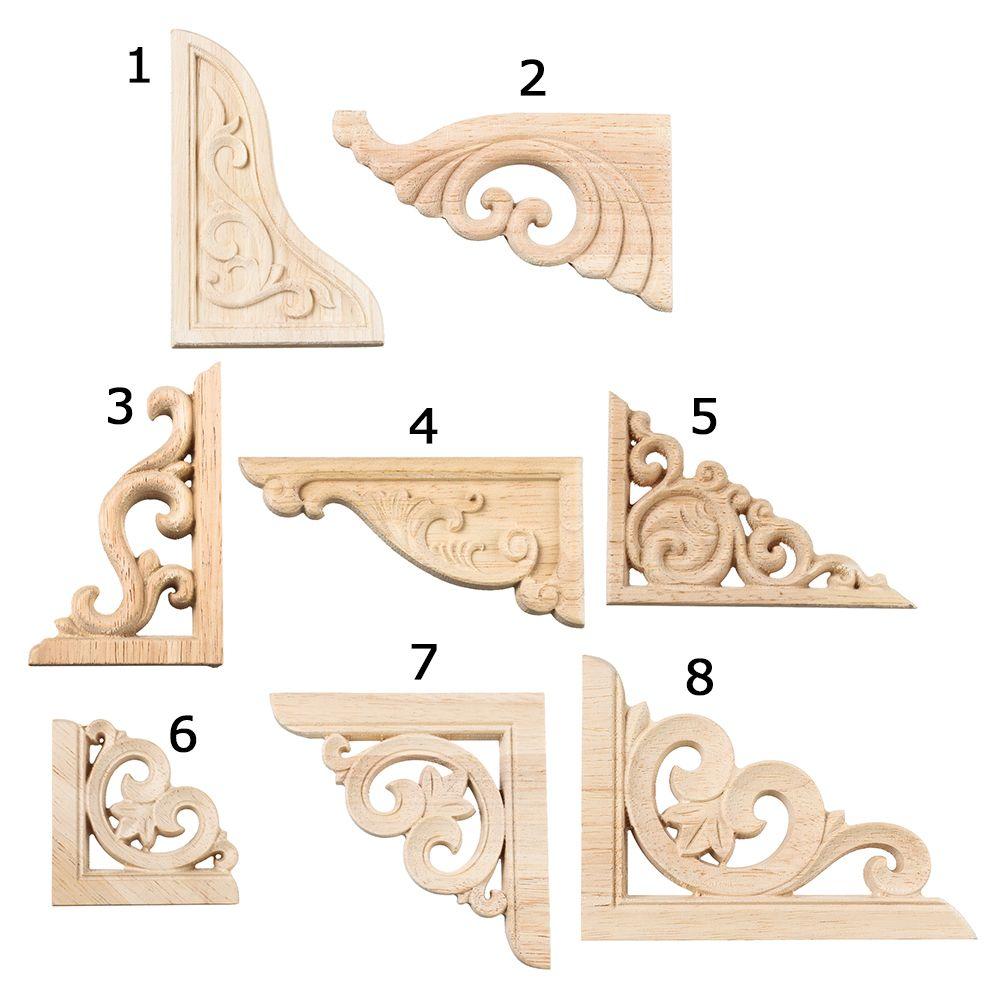 Детали мебели деревянные статуэтки Ремесла Угловые аппликации Рамка Резьба по дереву Декоративная резьба по дереву