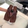Летние новые мягкие кожаные туфли с квадратным носком и шлепанцами, женские модные шлепанцы с тонким ремнем и тонким каблуком, мягкая подошва