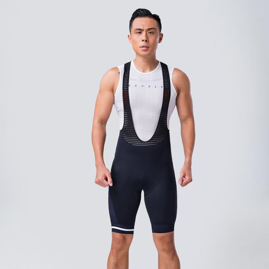 Morethan Cycling Bib Pants with and Stretchy Features Men's (Size L/Black/Cropped Length) Pad, Sweat-Wicking, Quick-Drying, Reflective, (BVP-013)