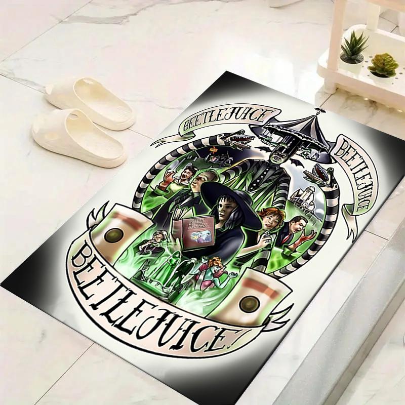 1Pc Beetlejuice Family Crest Rug, Office Carpet Indoor Outdoor Doormat, Non-Slip, Comfortable, Living, Christmas Halloween, Xmas Gift G119