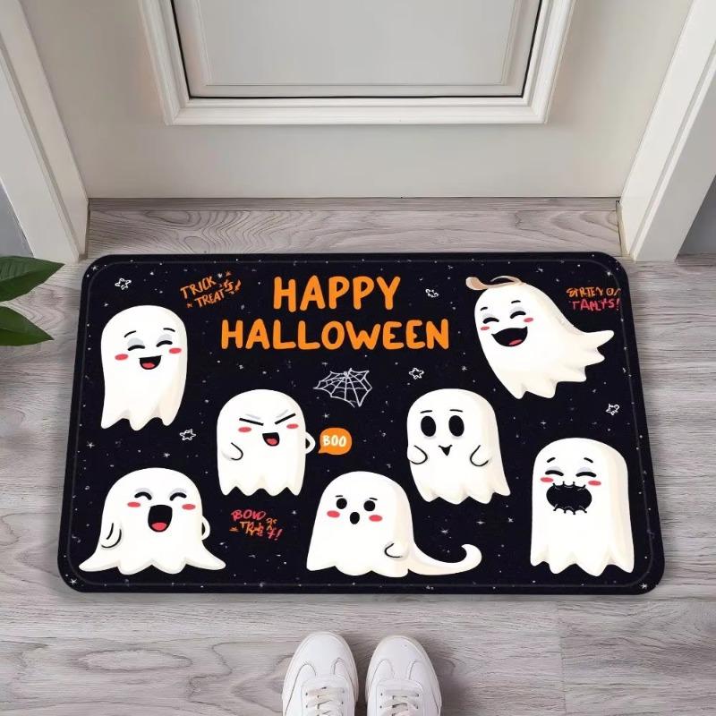 Halloween Pumpkin Cute Ghosts Kitchen Rugs Non Slip Washable Cushioned Carpet Comfort Porch Floor Doormat Farmhouse Decor