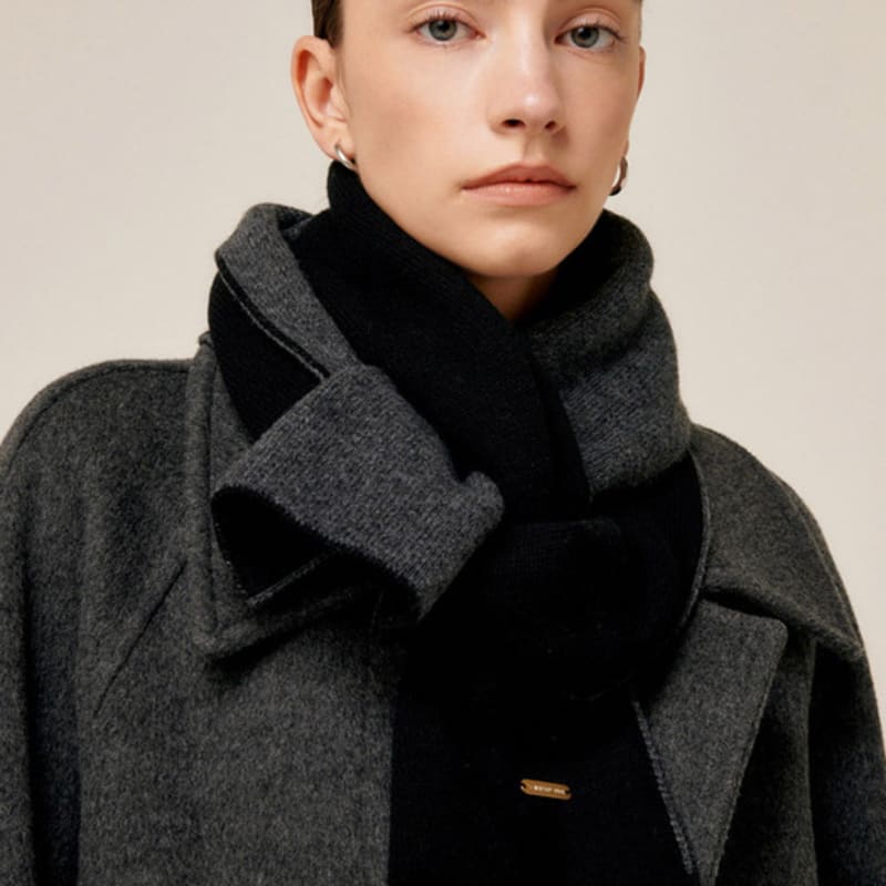 Saint Luxure Double-Sided Color Block Muffler Black Charcoal