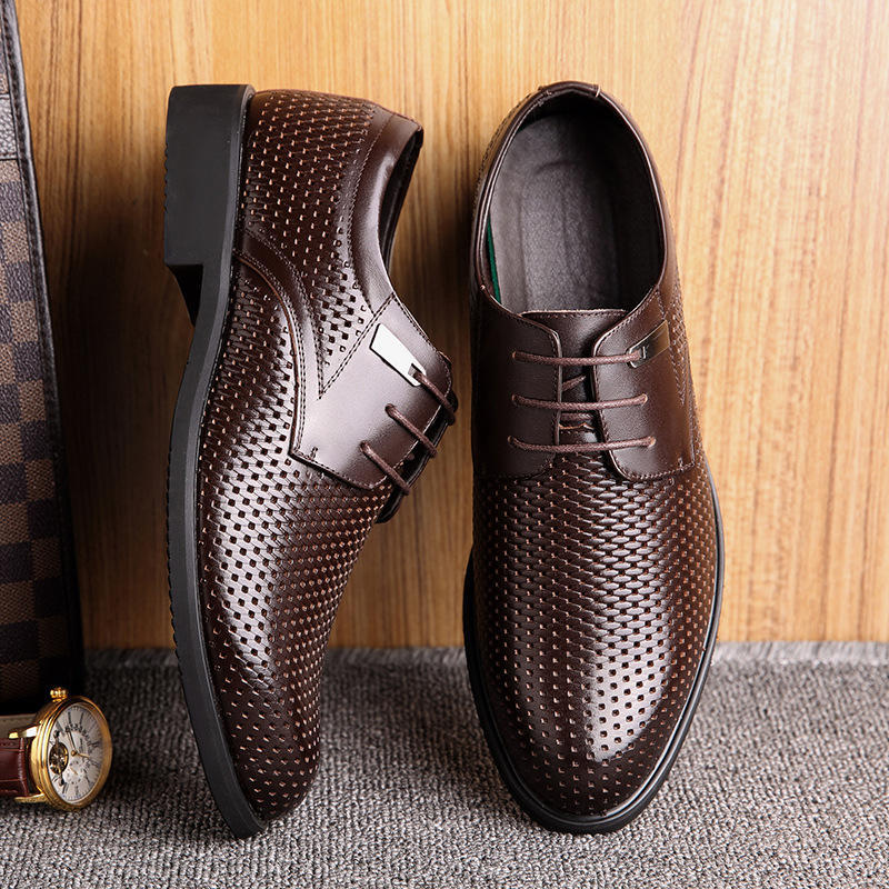 Модные летние модные формальные мужские туфли с кружевом Punch Breathable Hollow Business Dress Shoes из натуральной кожи Casual Sandals Oxfords rty67