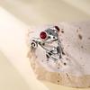 Bohemian Red Crystal Frog Opening Adjustable Womens Ring For Mens Bar Party Birthday Christmas Anniversary Gift Jewelry Set
