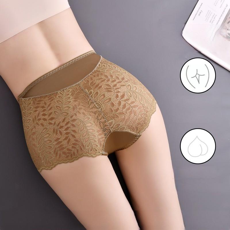 Плюс размер L-4XL Высокая талия Женские трусики Сексуальные кружевные полые трусики Нижнее белье Бесшовные женские трусы Ice Silk Splice Трусы