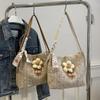 Bag Fashion Large Capacity Shoulder Bag Textured Straw Small Square Bag Flower Lace Woven Women'S Bag