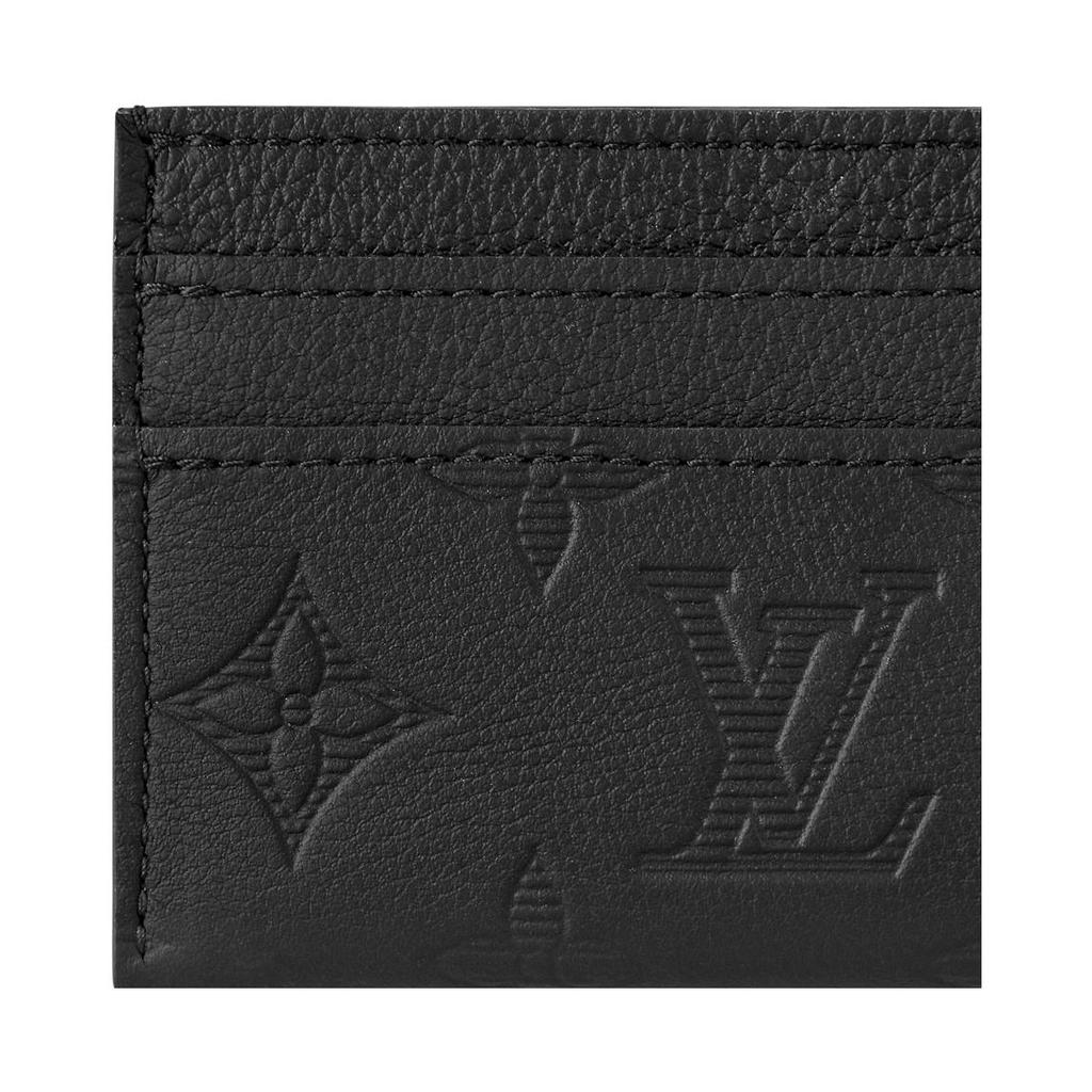 Louis Vuitton Двойной держатель для карт Черный Монограмма Тень Телячья кожа Мужские кошельки M81415