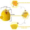 Beeswax Candles Bulk Set of 24pcs, Bee Candles with Little Bee Ornament Decors, Unscented & Dripless& Smokeless, Dia 1.77" x1.97" Each, Yellow