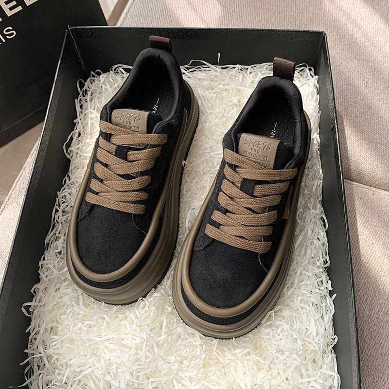Туфли на платформе белые женские ретро осенние новые повседневные туфли Ins All-Matching Muffin Sneakers