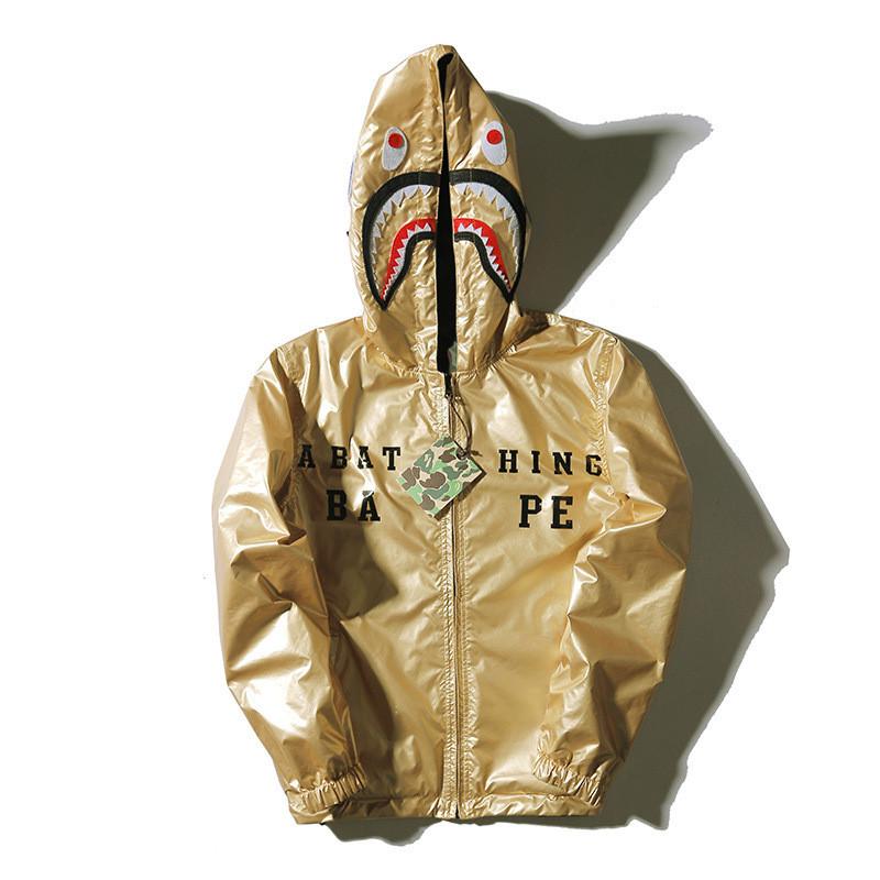 Принт Голова акулы Золотое Худи с длинным рукавом Модная одежда Подарки