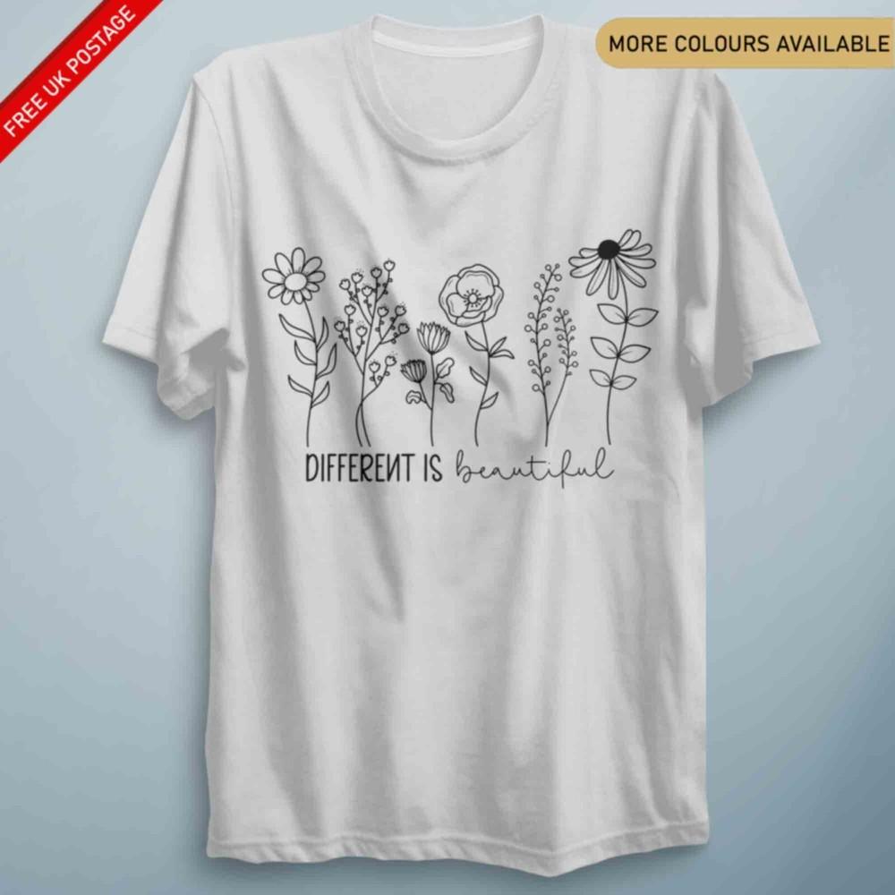 Floral Positive Vibes Different Beautiful T Shirt Top Unisex Adult Kids Gift