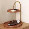 2-Tier Jewelry Stand Wooden Jewelry Organizer with 2 Trays Retro Tiered Tray Jewelry Holder for Necklaces