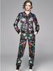 Весна-Осень Модельер с принтом Подиум Брюки Наряды Женская куртка на молнии Пальто и брюки с эластичной резинкой на талии Комплект из двух предметов Тонкий спортивный костюм