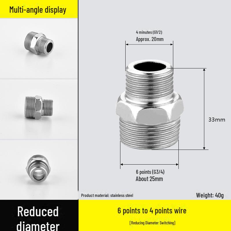 Четырехсторонний редуктор-угольник из нержавеющей стали с внутренней и наружной резьбой для водопроводных труб