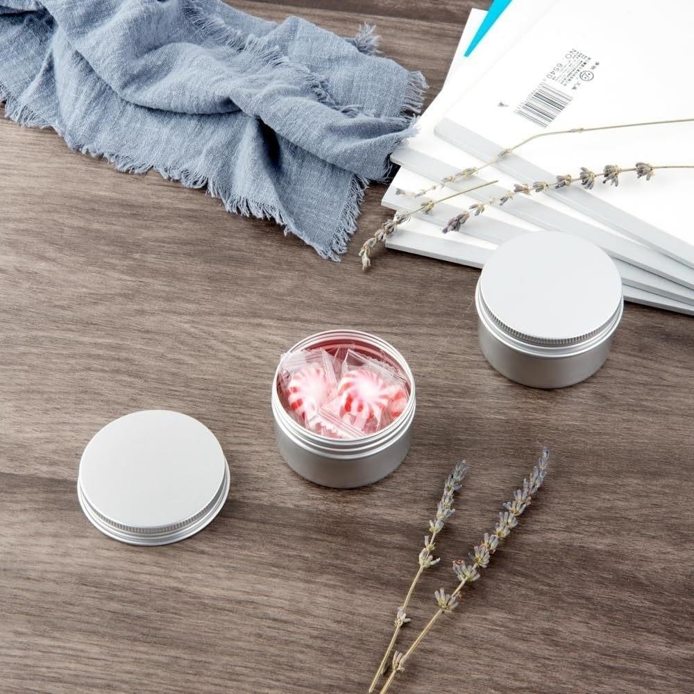 Новая круглая алюминиевая банка с завинчивающейся крышкой, вместимостью 50 мл, резьбовая алюминиевая коробка, вместимостью 80 мл, алюминиевый алюминиевый контейнер для свечей