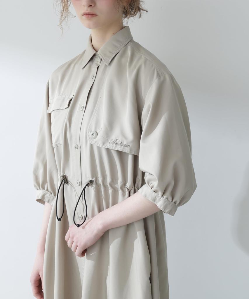 AVIREX STORM FLAP LONG SHIRT DRESS WOMEN'S F 040 beige 783-4220603