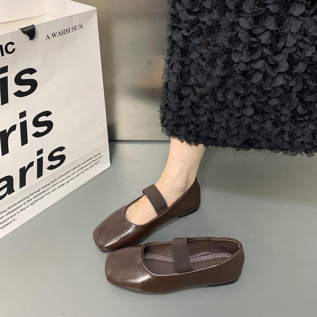 Square Toe Women Flats Shoes Mary Jane Shoes Fashion Shallow Elastic Band Spring Autumn Ladies Comfort Soft Sole Shoes
