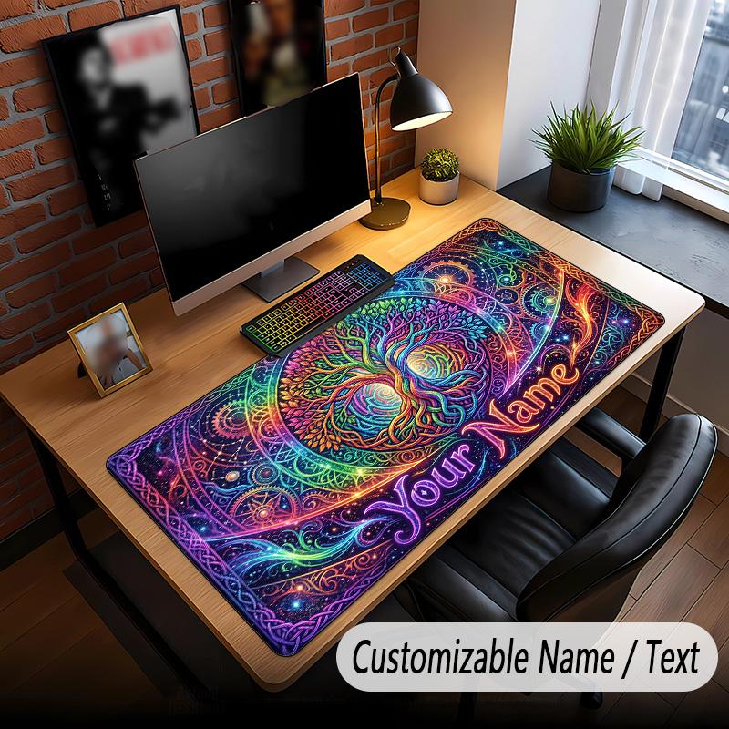 Tree of Life Theme Custom Mouse Pad Personalized With Name Text Customized Desk Mat For Office Home Decor