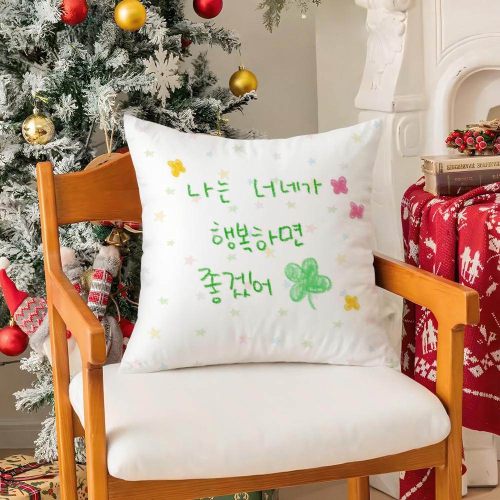 Korean Luck Comes to Me Pillow Case Silky elegant Comfort Sofa Bed Invisible zipper