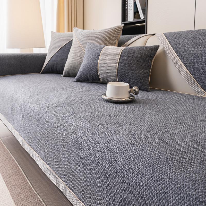 Woven Cotton and Linen Sofa Cushion for All Seasons Universal Non-slip Sofa Cover Backrest Cover Cloth Towel