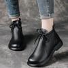 Women's Retro Cowhide Ankle Boots: Chunky Heel, Thick Sole, Genuine Leather, Plus Velvet, Winter Design
