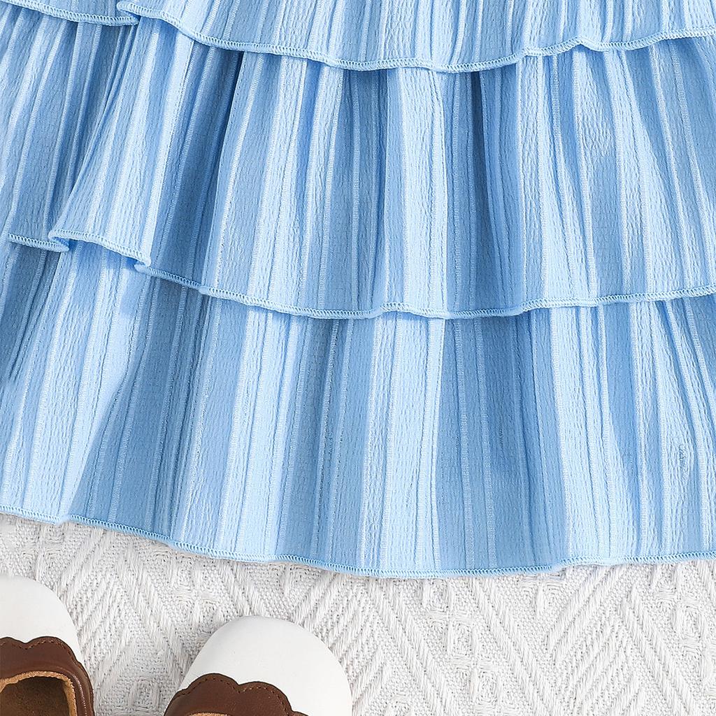 Милое детское платье-торт с бантом для девочек, летнее модное повседневное платье