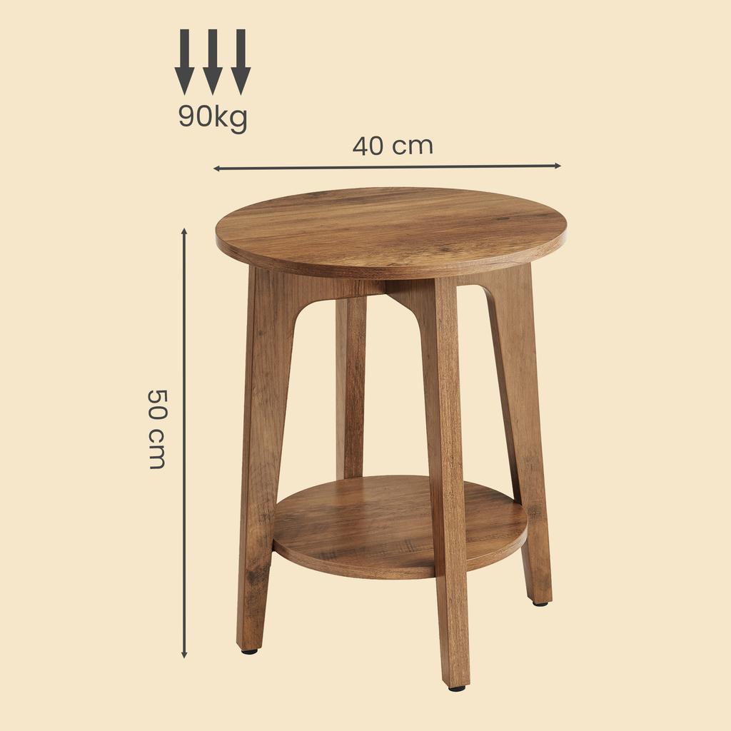 Vasagle Maezo Collection - Side Table with Bottom Shelf, Modern Style, Bedside Table, Sofa End, for Small Spaces, Living Room, Honey Brown
