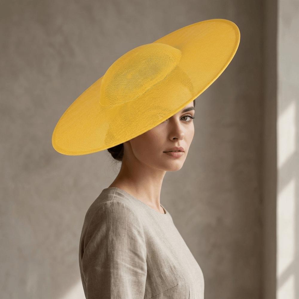 Solid Color Mesh Hat Wide Brim Masquerade Top Hat Fashion Vintage Fascinator Hat  Girl
