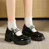2025 Autumn New Retro Korean Skirt Platform Mary Jane Shoes Women's French Pearl Sweet Thick Heel Small Leather Shoes