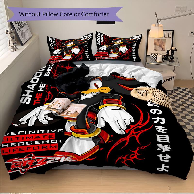 Shadow Hedgehog Artwork Print 3Pcs Bedding Setduvet Cover With 2 Bedropillowcase Home Birthday Gift