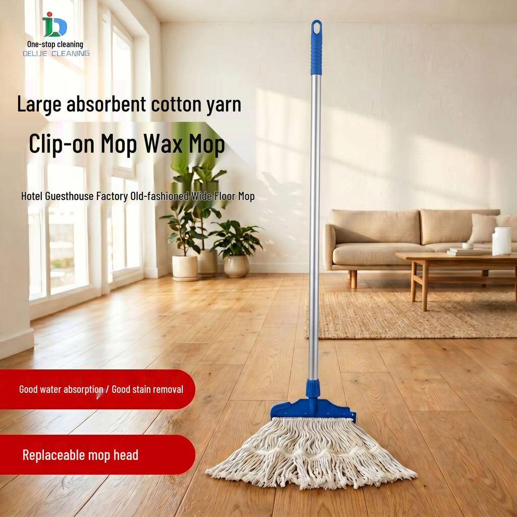 Large Cotton Wax Mop Set with Washable Mop Head