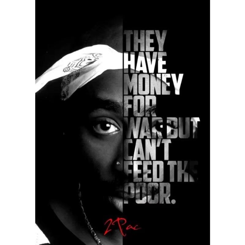Tupac Shakur Motivational Wall Art Godfather Figure Portrait Canvas Modern Poster Prints for Living Room Decor
