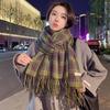 Высококачественный клетчатый шарф в корейском стиле: Теплая, Утолщенная Шаль, Похожая на Кашемир, для Студентов и Пар